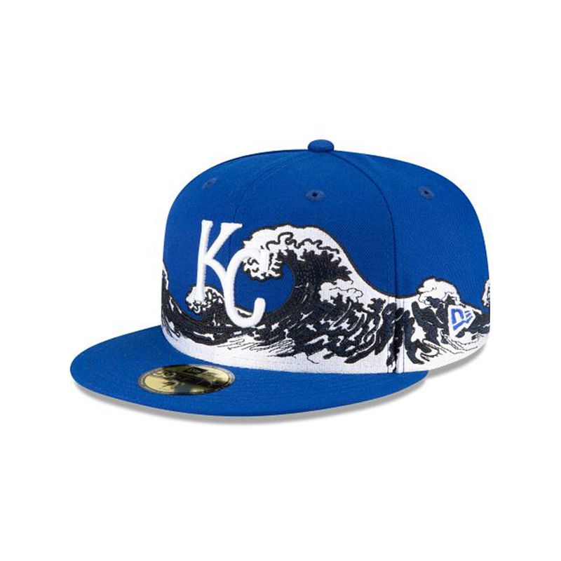 MLB Kansas City Royals Wave 59Fifty Fitted (GCW2110) - Blue New Era Caps